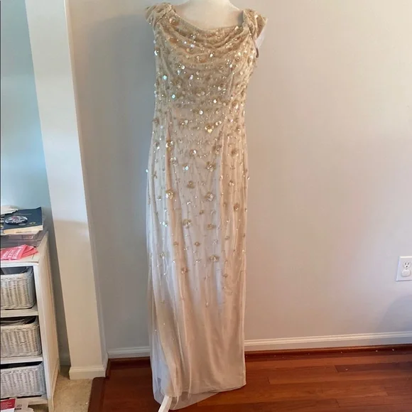 Adrianna Papell NWT off shoulder size 14 gown - Picture 2 of 16